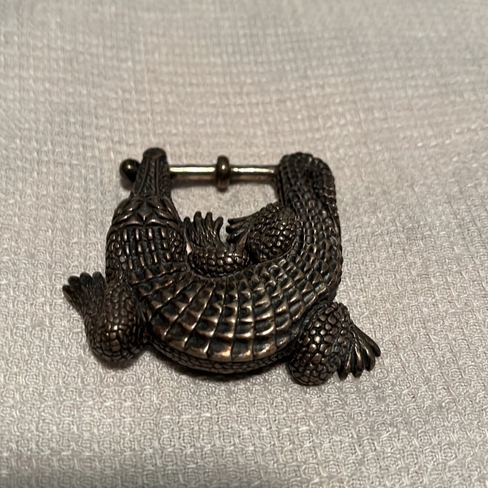 Kieselstein Cord Sterling Silver Alligator Belt Buckle